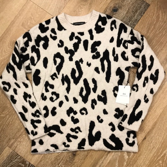 NWT Sz Small Something Navy Leopard Sweater - Picture 2 of 4